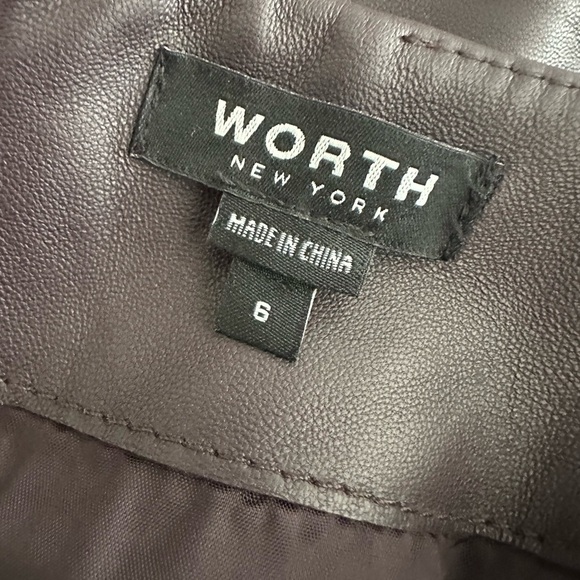 Worth New York Women’s Genuine Leather Cap Sleeve Sheath Dress Dark Purple SZ 6 - Picture 6 of 8